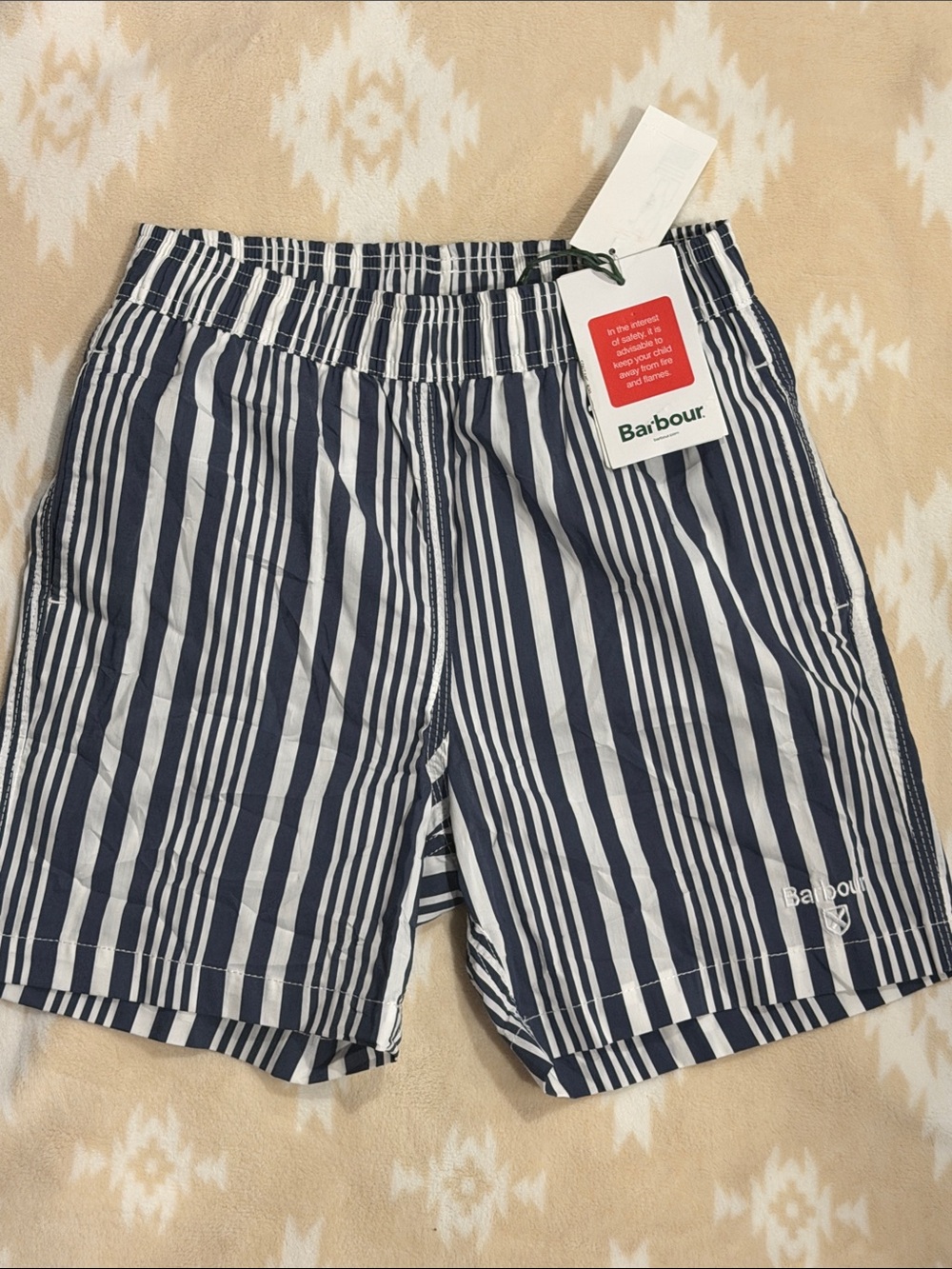 NWT Barbour Navy & White Striped Kid’s Swim Shorts
